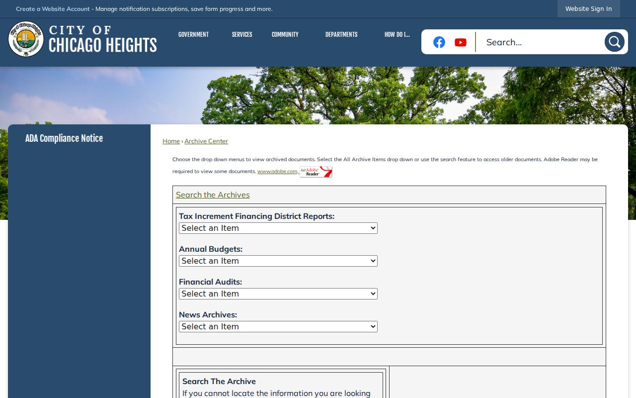 Chicago Heights archive search for budgets audits and historical news