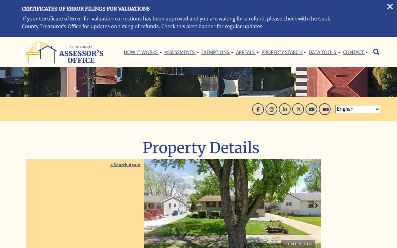Chicago Heights previous residents sample property card