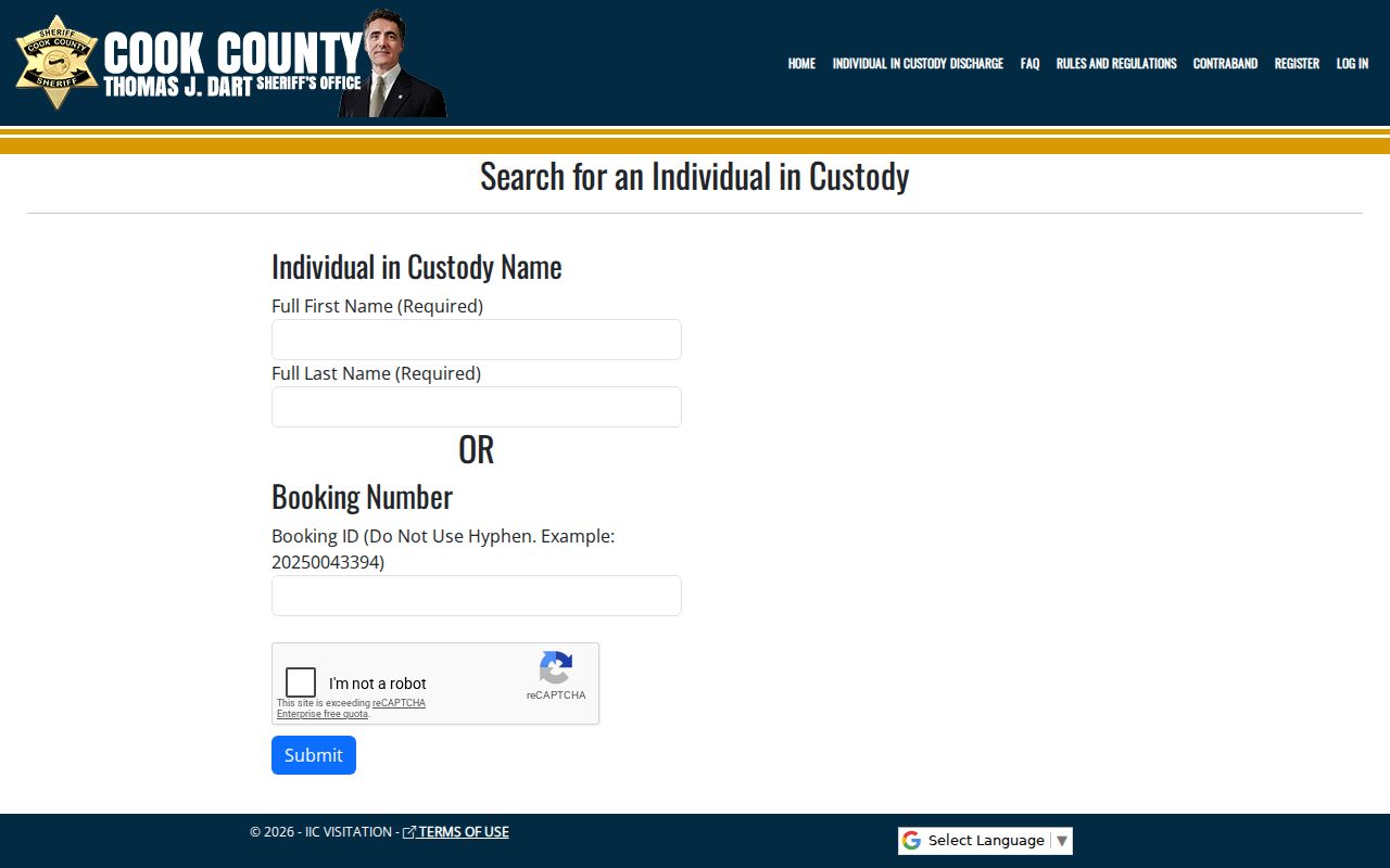 Cook County custody locator used for a specific Chicago Heights resident lookup
