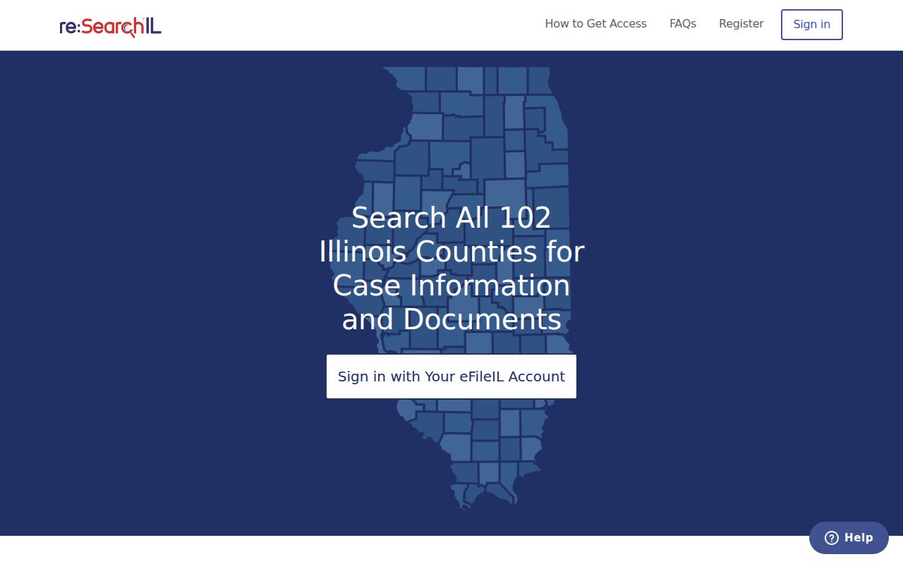 Illinois re SearchIL statewide court records search landing screen