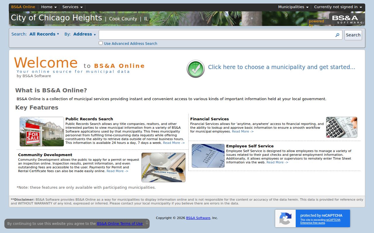 Chicago Heights street directory municipal permit search