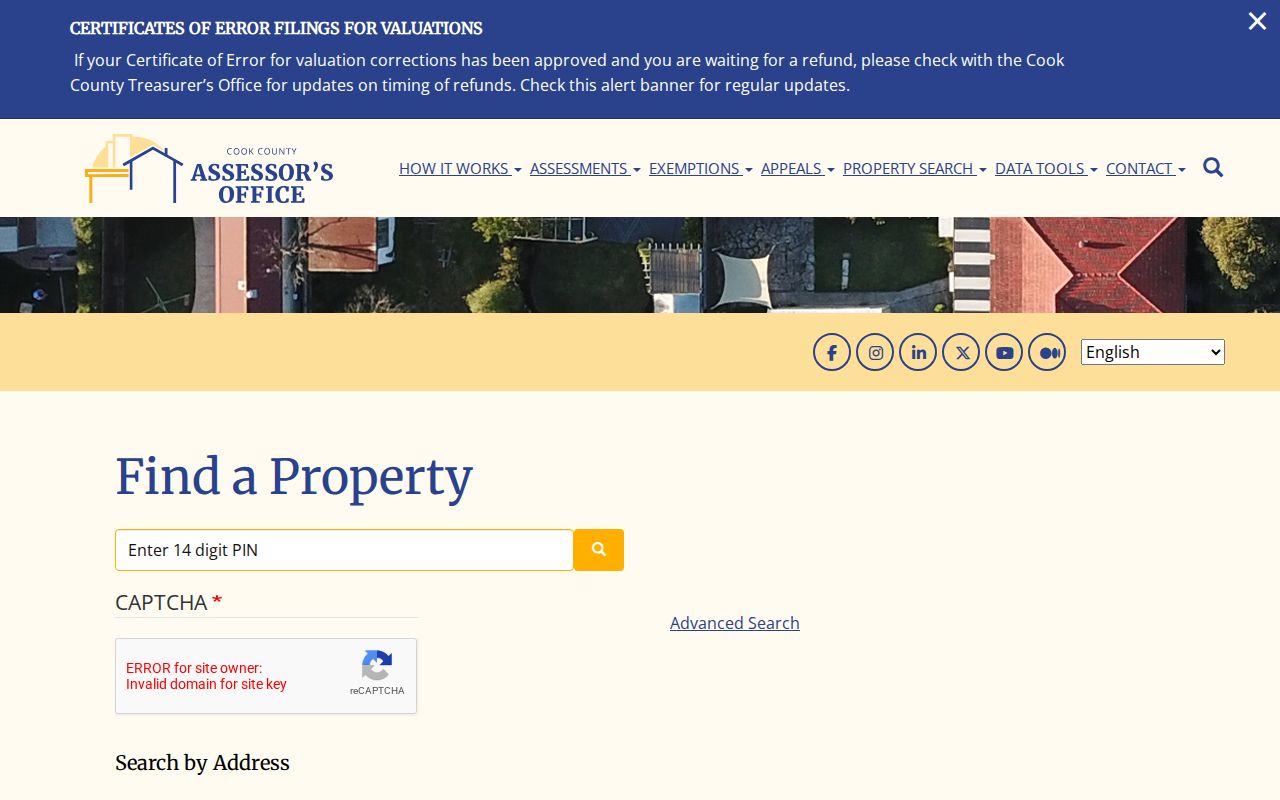 Chicago Heights street directory Assessor advanced search fields