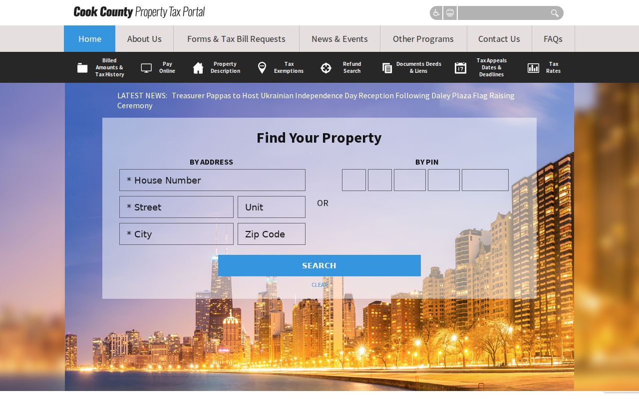 Cook County property information portal used for a Chicago Heights parcel